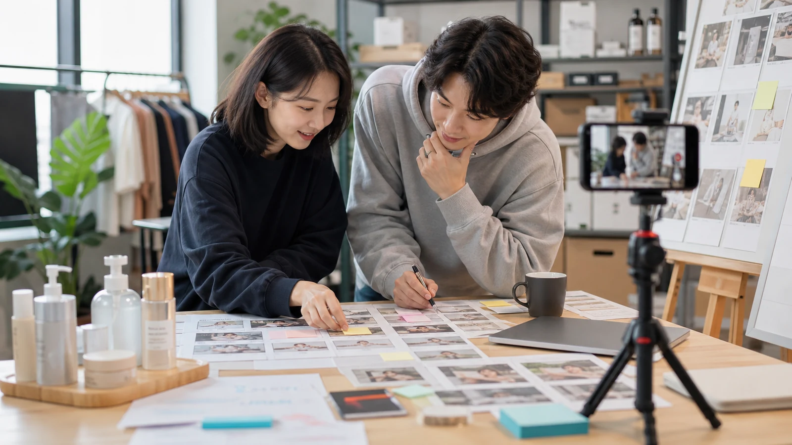 일주일치 숏폼 영상 주제와 촬영 순서를 기획하는 팀
